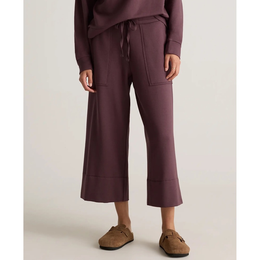Quince SuperSoft Fleece Cropped Wide Leg Pants size M